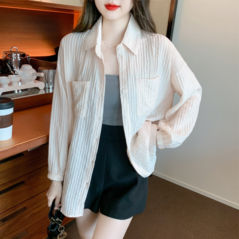 PF29457#新款时尚polo领衬衣外套女百搭防紫外线开衫防晒衣女裝貨源服裝批發