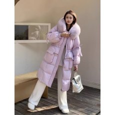 批发新款大毛领时尚高品质真毛领口袋装饰<b class='q'>中长款</b>冬季保暧时尚流行