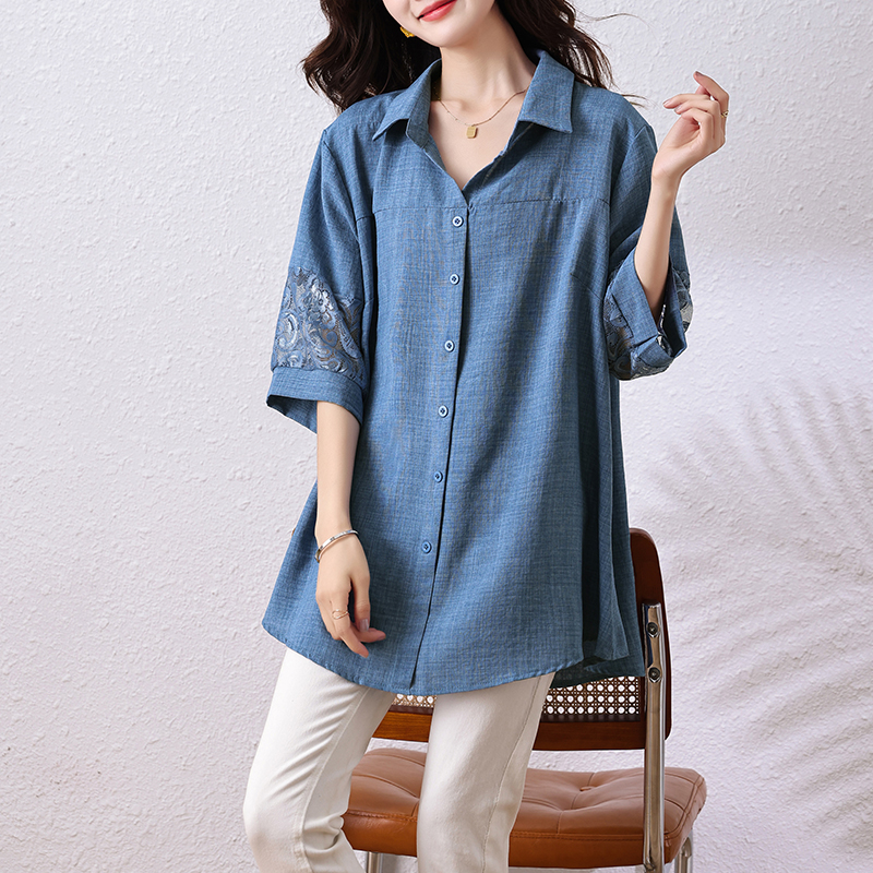 RY1103# 实拍2026春夏新款洋气胖妹妹衬衣修身显瘦气质遮肉大码上衣