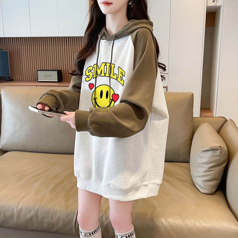PF29652#仿华棉复合牛奶丝/后包领/全件压线秋冬薄款连帽卫衣女女裝貨源服裝批發