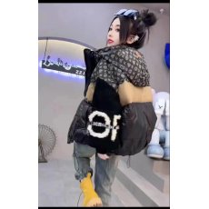 批发潮牌羽线绒服高品质时尚拼接女装韩版潮流百搭<b class='q'>宽松</b>印花装饰