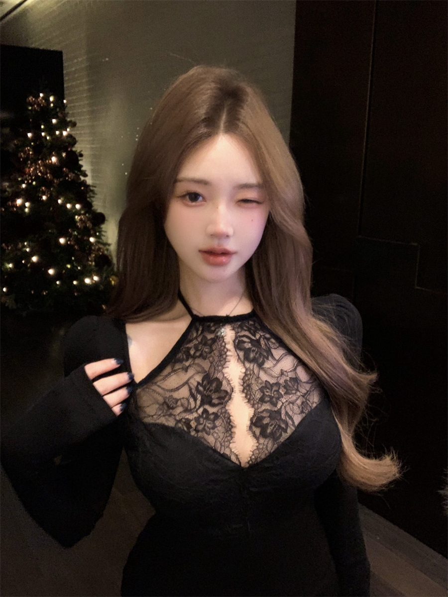 정가 실사 몸매 가꾸기 레이스 측면 기본 셔츠 맨위 t 셔츠 긴팔 가을 겨울 인사이드 가져 가라. 있음 가슴 패드