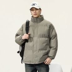 批发实拍纯色立领棉衣男冬季新款保暖宽松棉服外套情侣款潮流百搭简约