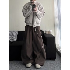 批发[Dao]美式复古弯刀西裤小众设计高级垂坠感阔腿cleanfit休闲裤