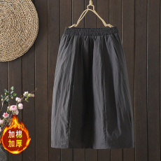 批发实拍2025冬季新款时尚休闲大码夹棉加厚宽松百搭松紧腰茧型半身<b class='q'>裙</b>