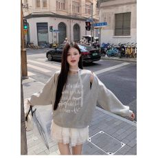 批发官图大量+原版做法早春甜美风女蝴蝶结<b class='q'>镂空</b>休闲卫衣