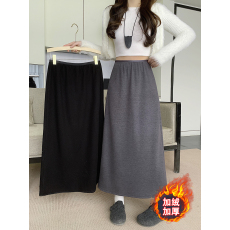 批发实拍2025秋冬新款大码女胖mm加绒加厚保暖高腰长裙百搭半身裙