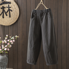 批发实拍2026年春新款棉麻女腔调感宽松显瘦休闲裤气球裤<b class='q'>哈伦</b>裤女