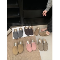 批发真皮勃肯鞋女秋<b class='q'>冬</b>新款韩版复古圆头一脚蹬包头半拖鞋女平底穆勒鞋