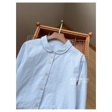 批发2026春秋新款文艺<b class='q'>婴儿</b>蓝衬衫纯棉原创百搭宽松纯棉女<b class='q'>上衣</b>