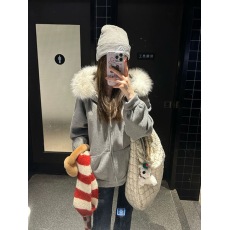 批发美式复古毛领连帽开衫卫衣女春秋冬宽松oversize学院休闲百搭外套