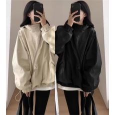 批发个性风衣外套女韩版2025新款薄款冲锋衣外套宽松连帽工装服