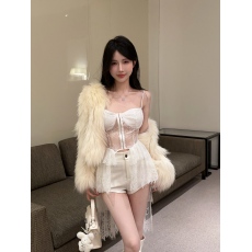 批发实拍实价 纯欲性感白色蕾丝镂空吊带女显瘦<b class='q'>不规则</b>上衣