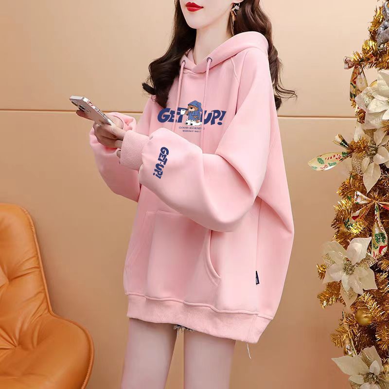 PF29644# 仿华棉牛奶丝薄银狐绒厚后包领全件压线爆款加绒卫衣女女裝貨源服裝批發
