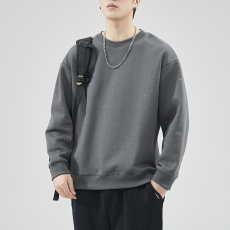 批发2025春季新款男士翻领长袖秋冬新款重磅卫衣圆领无帽