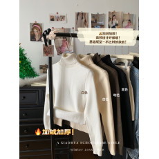 批发实价实拍 <b class='q'>高领</b>加绒加厚打底衫<b class='q'>毛衣</b>秋冬长袖针织衫