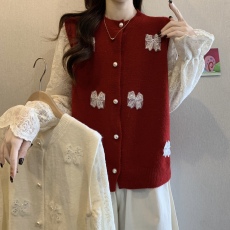 批发精致蝴蝶结大码女装毛衣女秋季2025年新款韩版减龄长袖<b class='q'>针织</b><b class='q'>开衫</b>