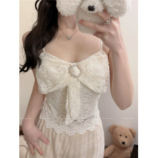 批发实拍不减~早春新款蝴蝶结蕾丝吊带背心辣妹抹胸上衣打底衫