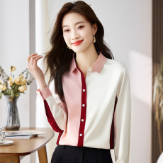 批发实拍洋气春秋季新款女装翻领拼接<b class='q'>雪纺</b><b class='q'>衫</b>上衣开衫衬衫女打底衫衬衣