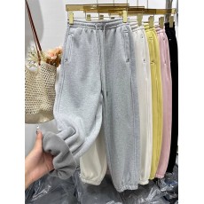 批发<b class='q'>糖果</b><b class='q'>色</b>加厚加绒香蕉裤卫裤女秋冬新款百搭高腰显瘦运动长裤子