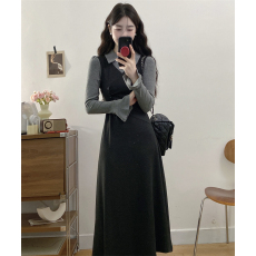 批发实拍 大码法式复古针织连衣裙高级感2026早春新款收腰显瘦长裙子