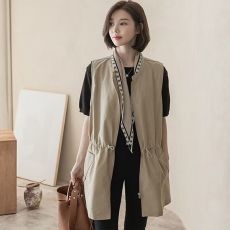 批发外贸洋气休闲<b class='q'>风衣</b>马甲女2026新款春秋季抽绳系带百搭气质<b class='q'>风衣</b>上衣