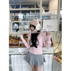 批发实拍 韩系麻花针织拉链连帽<b class='q'>短款</b>毛衣外套女温柔显瘦<b class='q'>开衫</b>上衣