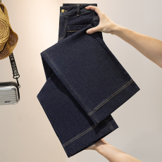 批发实拍大码女装2026早春设计感高腰<b class='q'>弹力</b><b class='q'>牛仔裤</b>修身显瘦直筒裤