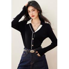 批发实拍◆ 2026Polo领毛衣针织开衫女新款显瘦设计感今年流行小衫