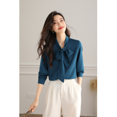 批发实拍春季白色衬衣蝴蝶结飘带打底衬衫女2026年新款时尚洋气<b class='q'>雪纺衫</b>