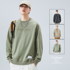 批发2025春季新款男士翻领长袖秋冬新款重磅卫衣圆领