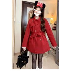 批发赫本风高级感加厚毛呢外套女春秋<b class='q'>冬</b>季2026新款收腰小个子呢子大衣