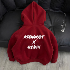 批发红色<b class='q'>男童</b>连帽开<b class='q'>衫</b>卫衣秋冬加绒加厚本命年新年儿童装字母帅气外套