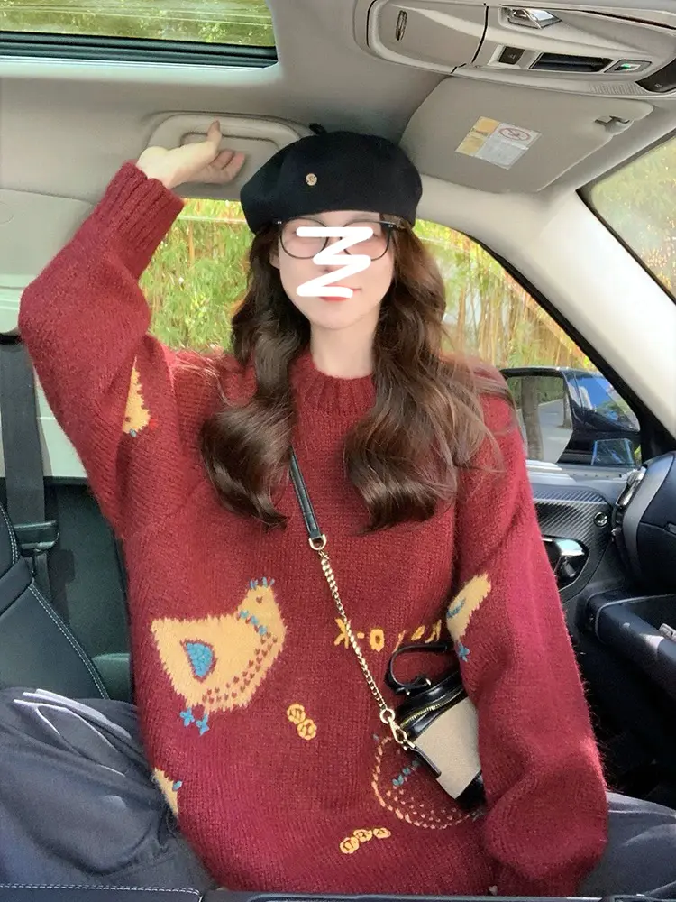 한국인기 레트로 루즈핏 라운드넥 니트 상세 이미지 10