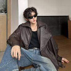 批发原版质量 皮衣外套男秋冬廊形PU皮机车服夹克潮牌痞帅小众上衣