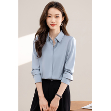 批发实拍2026春季长袖衬衫女设计感通勤职场法式小众面试百搭<b class='q'>真丝</b>上衣