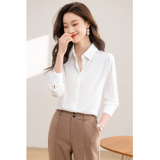 批发实拍 2026长袖春季新款<b class='q'>真丝</b>韩版百搭通勤基础款缎面试衬衫女