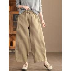 批发2026秋季新款复古立体拼接100%棉休闲裤系带松紧腰显瘦茧型<b class='q'>哈伦裤</b>