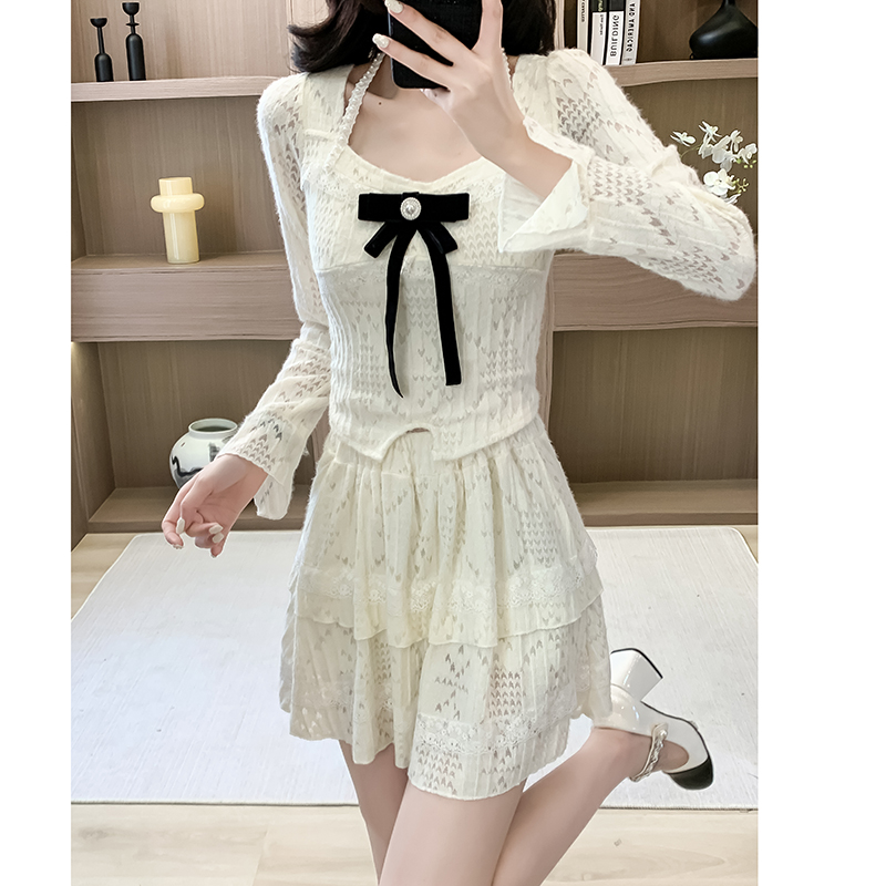 PF29845#新款休闲风格一整套短款上衣搭配纯色短款裙两件套女裝貨源服裝...