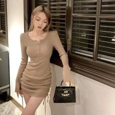 批发韩国外贸打底连衣裙女新款纯欲辣妹性感修身小个子包臀<b class='q'>裙子</b>