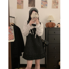 批发实拍实价~韩版<b class='q'>蕾丝</b>拼接衬衫+百搭打底衫+细闪背心花朵拼接连衣裙