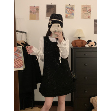 批发实拍实价~韩版<b class='q'>蕾丝</b>拼接<b class='q'>衬衫</b>+百搭打底衫+细闪背心花朵拼接连衣裙