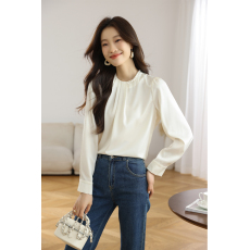 批发实拍法式复古气质珍珠<b class='q'>衬衫</b>女通勤优雅2026新款设计感长袖真丝上衣