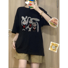 批发韩国外贸韩版新款夏季短袖<b class='q'>T</b><b class='q'>恤</b>女慵懒<b class='q'>原宿</b><b class='q'>上衣</b>chic港时尚百搭款