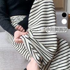 批发孕妇秋款新款<b class='q'>阔腿裤</b>孕后可穿抽绳直筒裤垂感长裤高腰肌理感细条纹