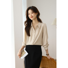 批发实拍2026春季新款纯色上衣显瘦时尚百搭<b class='q'>衬衫</b>优雅通勤OL雪纺衫<b class='q'>衬衣</b>