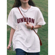 批发100%纯棉原版外贸夏装慵懒宽松字母卡通印花短袖<b class='q'>T</b><b class='q'>恤</b>韩系<b class='q'>原宿</b><b class='q'>上衣</b>