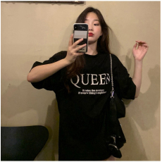 批发100%纯棉原版外贸夏装慵懒宽松字母卡通印花短袖<b class='q'>T</b><b class='q'>恤</b>韩系<b class='q'>原宿</b><b class='q'>上衣</b>