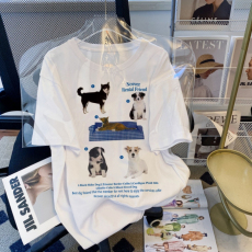 批发100%纯棉原版外贸夏装慵懒宽松字母卡通印花短袖<b class='q'>T</b><b class='q'>恤</b>韩系<b class='q'>原宿</b><b class='q'>上衣</b>