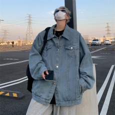 批发欧美<b class='q'>嘻哈</b>十字架牛仔外套男春季潮牌高街痞帅宽松小众水洗翻领夹克